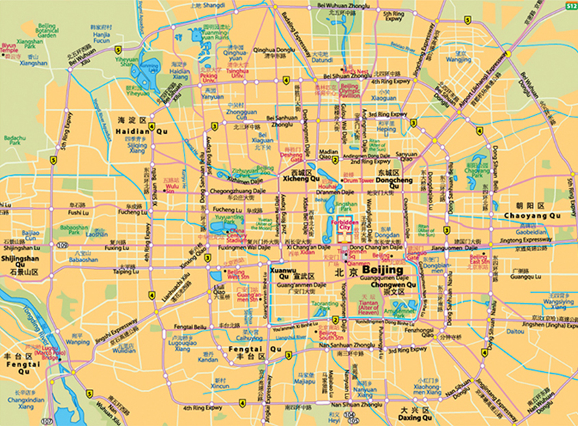 베이징 순환도로 표시 지도
