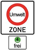 Umwelt Zone 표지판 및 Euro 4 스티커